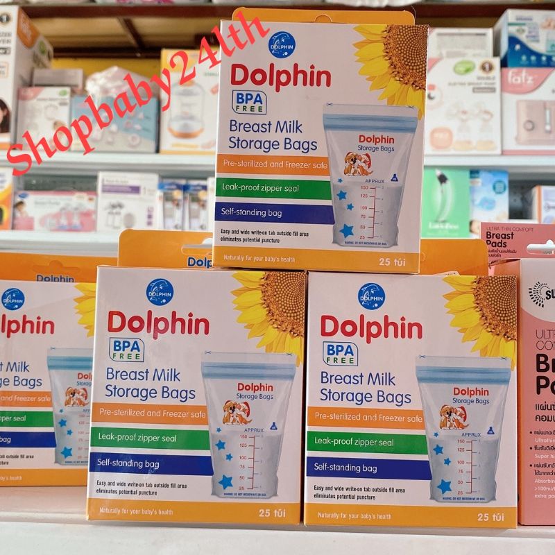 Túi trữ sữa Dolphin (25 túi )-160ml, an toàn ,tiện lợi