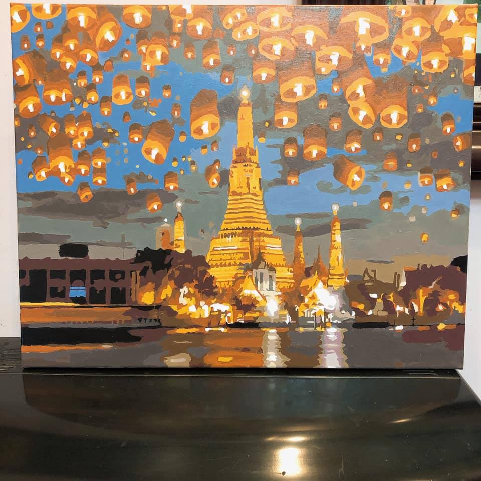 Tranh sơn dầu số hóa tự tô đèn trời ở Chieng Mai T388