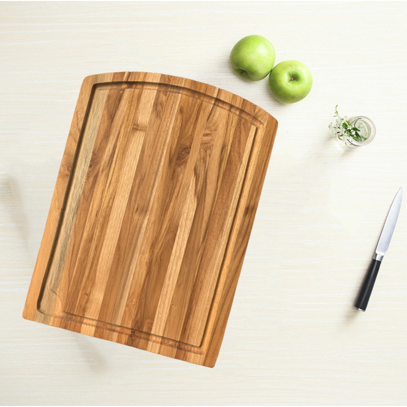 THỚT GỖ TEAK XUẤT KHẨU ÂU 40x38CM Thái, Chặt, Trang Trí Món Phong Cách Âu - Natural Teak Wood Cutting Board