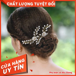 <TP>Trâm hoa hạt trai cài tóc Cô dâu đính đá