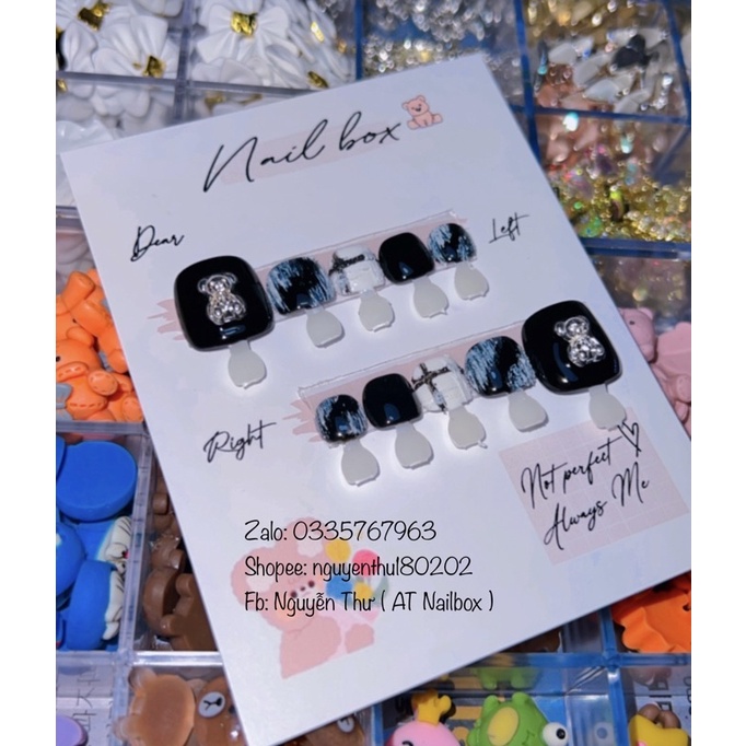 Nailbox thiết kế - Nailbox chân charm gấu và gel xi măng