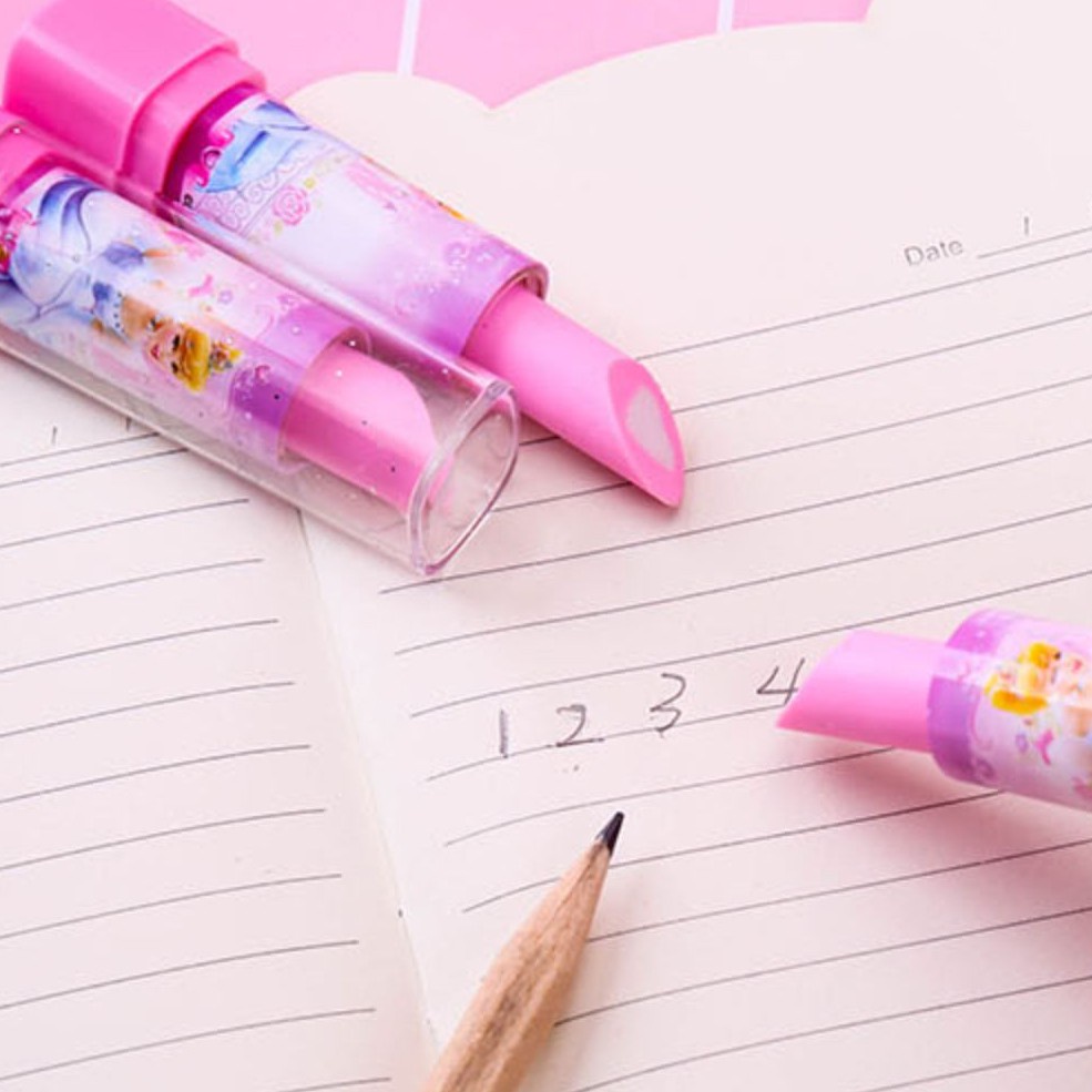 Combo 2 cây gôm tẩy bút chì hình cây son dễ thương