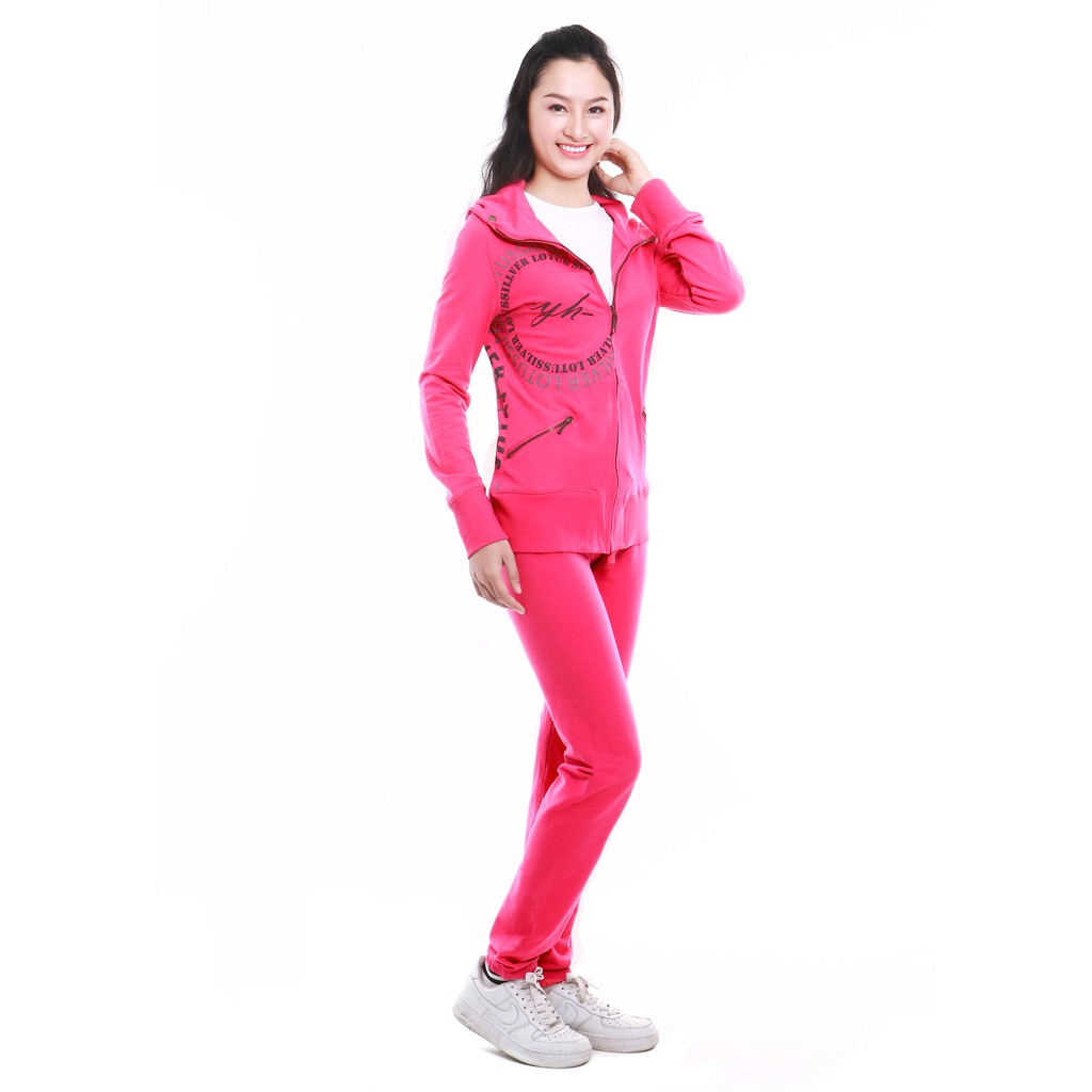Bộ đồ thu đông nữ Narsis M7044 cotton da cá có mũ hồng