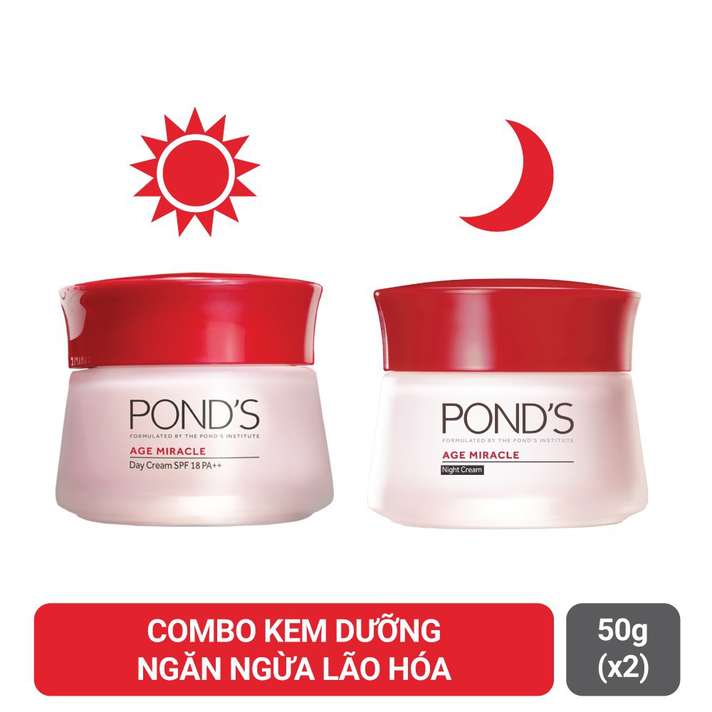 Kem Dưỡng Da Chống Lão Hóa Ponds Age Miracle Ban Ngày/ Ban Đêm 50gr Thái Lan