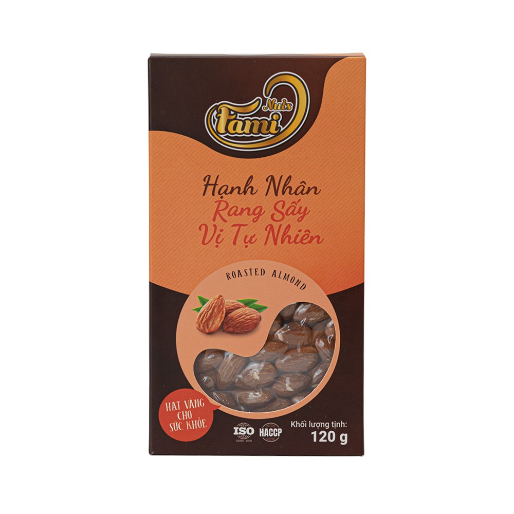 Hạt Hạnh Nhân Rang Sấy Vị Tự Nhiên  Hộp Giấy 120g - FAMINUTS