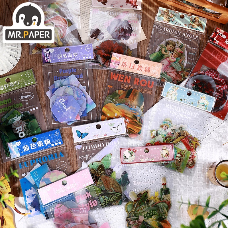 Ông. Set 15 Miếng Dán PET Phong Cách Cổ Điển Dùng Trang Trí Sổ Tay/ album Ảnh