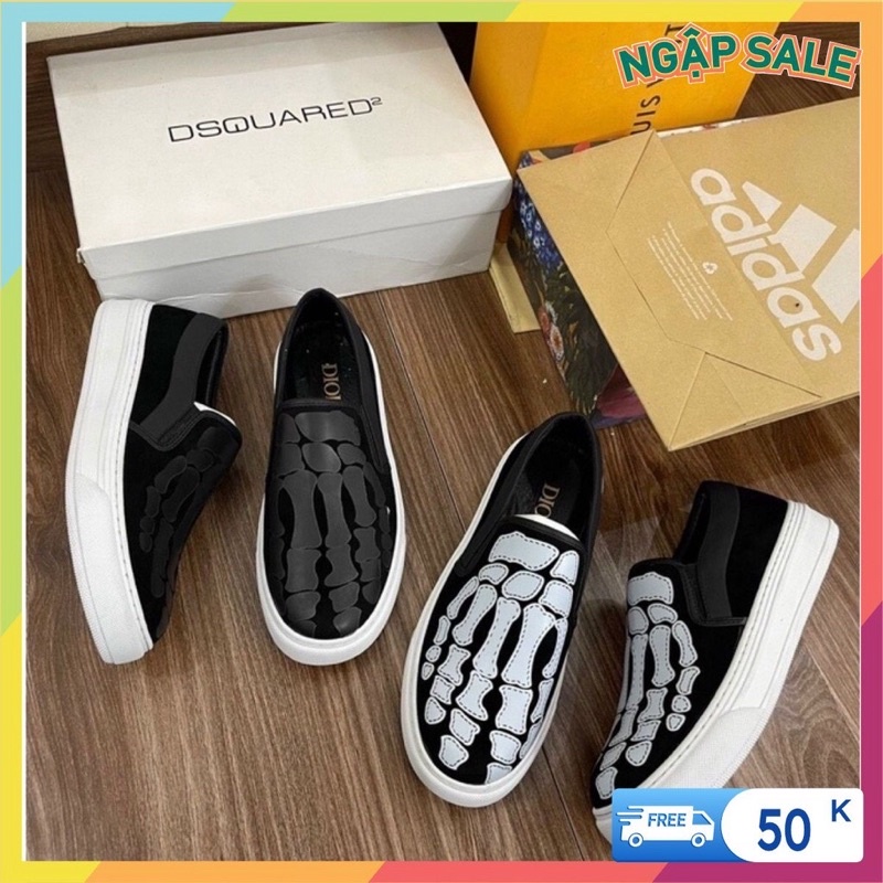 Giày Slipon Xương Khô, Giày Lười hình bàn chân, Giày Lười xích.