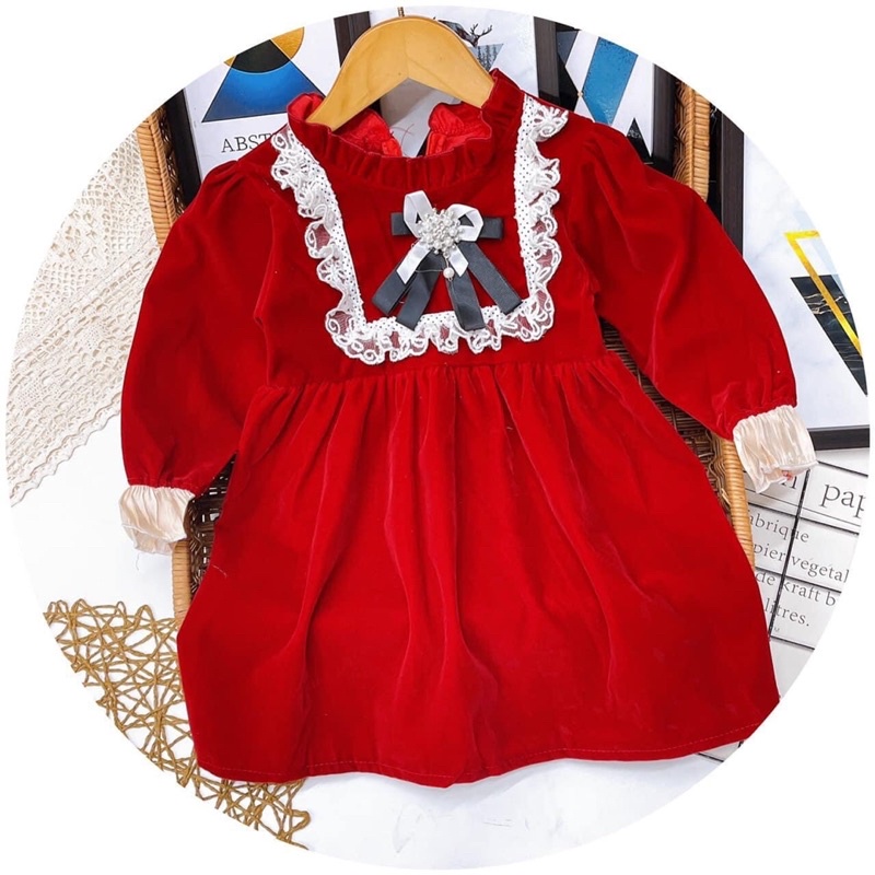 ĐẦM NOEL CHO BÉ GÁI ĐẦM NHUNG ĐỎ CHO BÉ GÁI SỊN