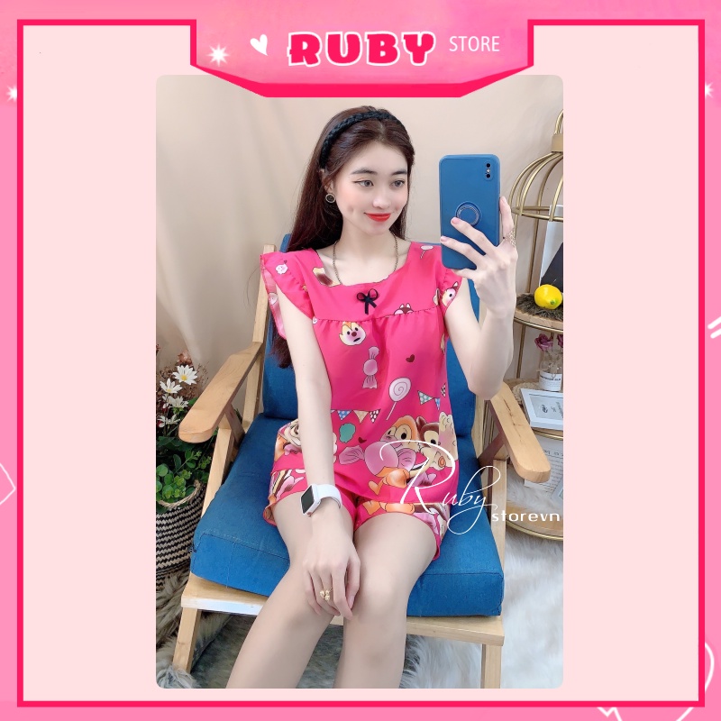 Đồ bộ nữ mặc nhà Hoạt Hình Free Size họa tiết dễ thương, chất kate mềm mịn mát ❤ Rubystorevn
