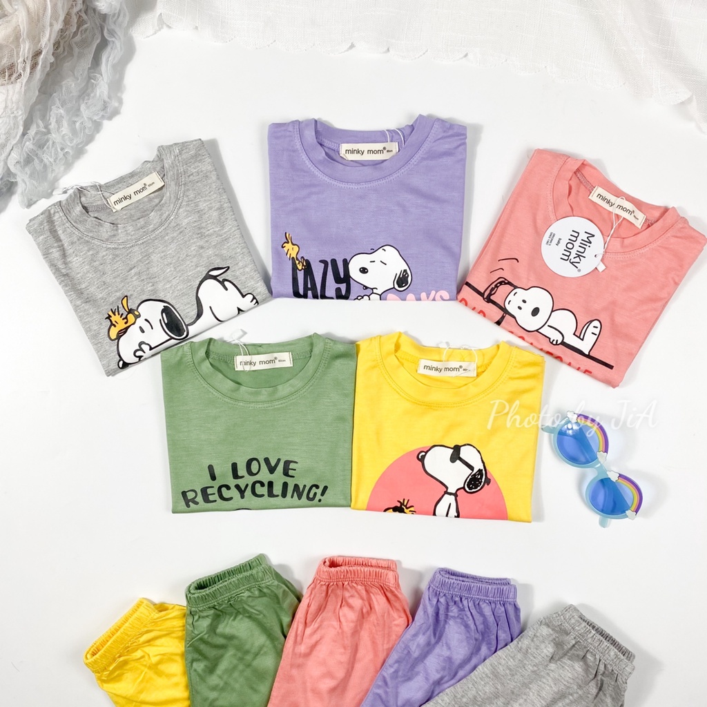 [LNN17] Bộ Cộc Tay Thun Lạnh MINKY MOM In Hình Snoopy, Mềm Mịn, Thoáng Mát, Dễ Chịu, Thoải Mái, Hàng Chuẩn Đẹp Cho Bé