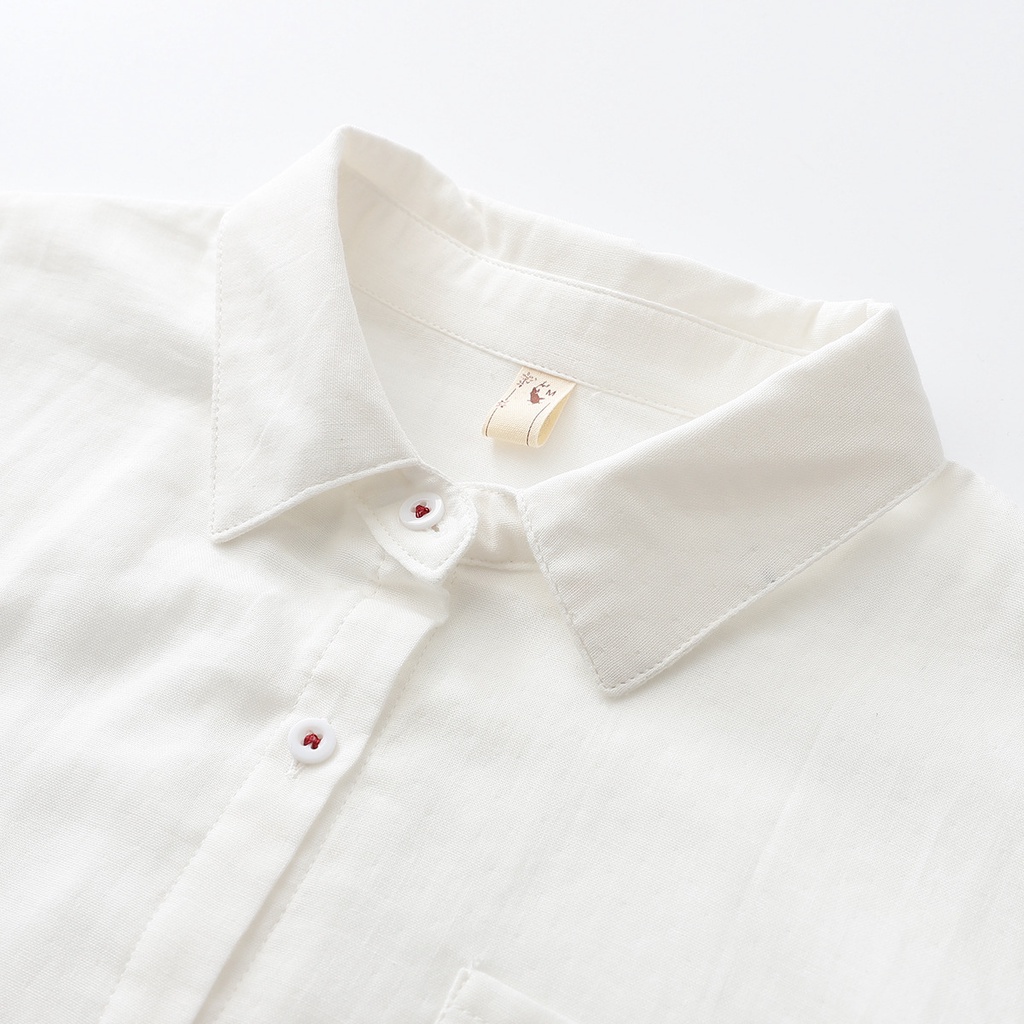 Áo Sơ Mi Cotton Dài Tay Đính Nút Thời Trang Nữ Tính 2022