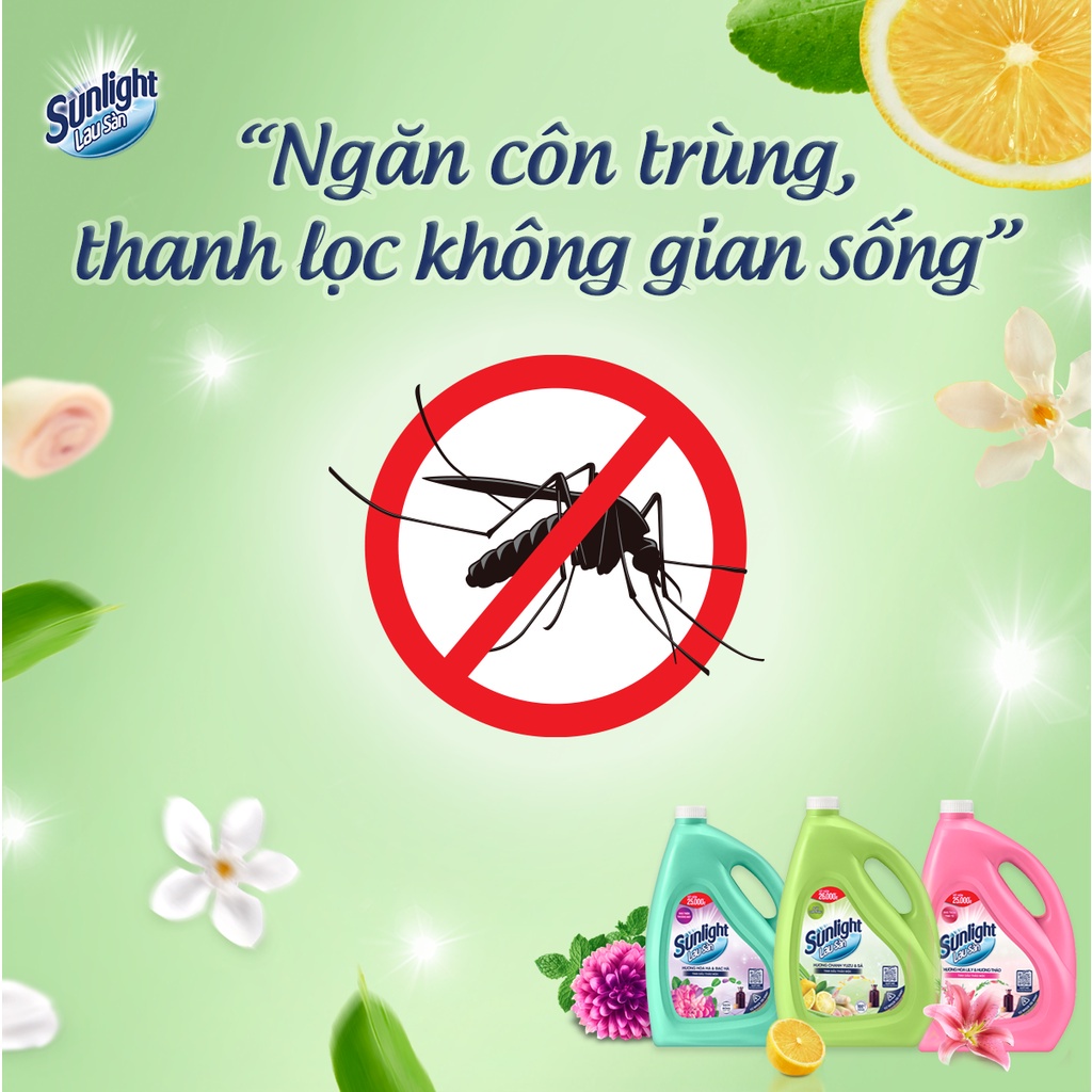 Nước Lau Sàn Sunlight Tinh Dầu Thảo Mộc Hoa Hạ & Bạc Hà 3.6Kg