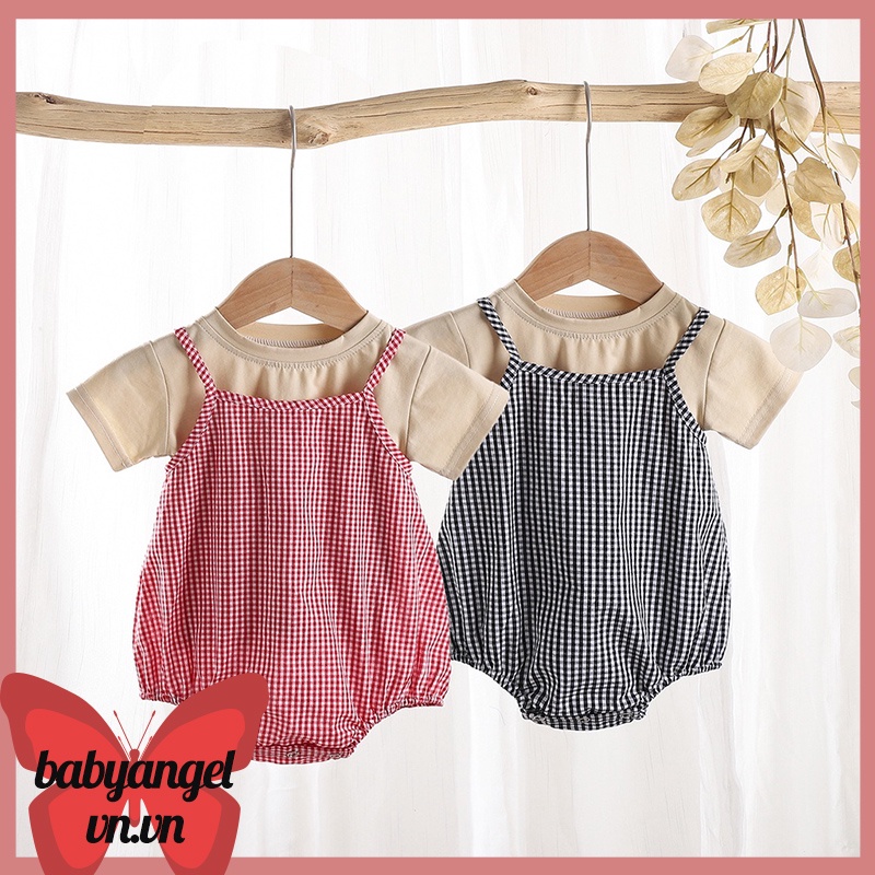 Bộ Áo Liền Quần Hai Dây Vải Cotton Họa Tiết Kẻ Sọc Thời Trang Mùa Hè 2022 Cho Bé Sơ Sinh
