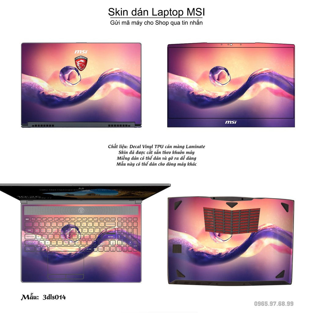 Skin dán Laptop MSI in hình 3D Abstract (inbox mã máy cho Shop)