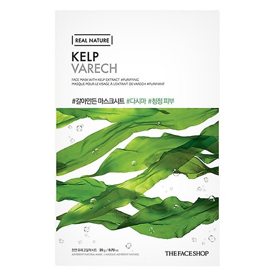 [Mã COSTFS205 -8% đơn 250K] Mặt Nạ Giấy Thanh Lọc Da Thefaceshop Real Nature Kelp Face Mask 20g