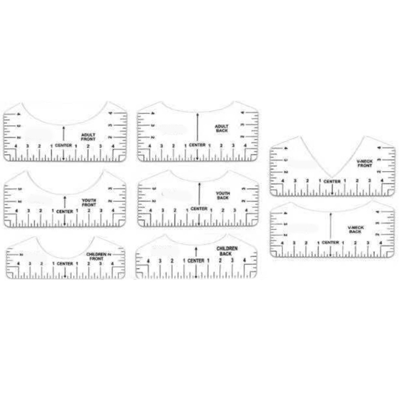 Set 8 Thước Đo Lường Trong Suốt Cổ Chữ V Phía Trước Và Sau DIY