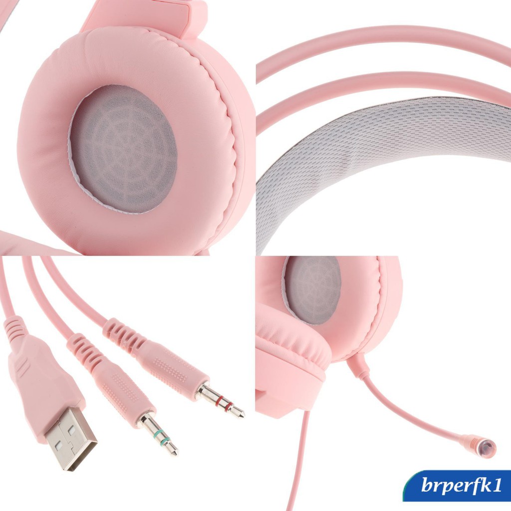 Tai Nghe Chụp Tai Gaming Có Mic Có dây Máy Tính Chơi Game thủ Chuyên Dụng Màu Hồng Có Đèn Led Nhiều Màu Gameming headphone co day Pink gamming headset PC tai nge Cute nữ trẻ em vi tính cho điện thoại tay