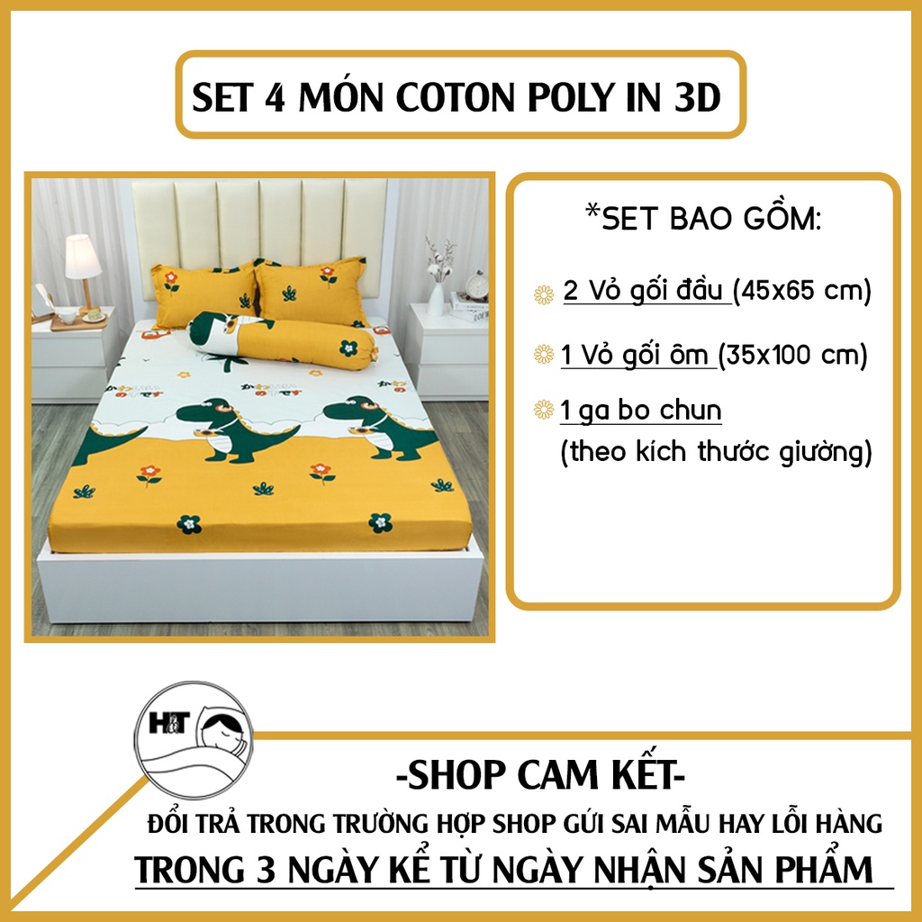 Bộ Ga Gối 4 Món Họa Tiết mới 2022 size khác ibox shop,chăn hè, ga chun bọc đệm, chăn ga drap H&T CHĂN GA GỐI CAO CẤP