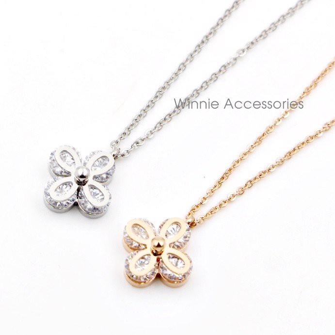 Dây chuyền nữ titan hoa đá bạc