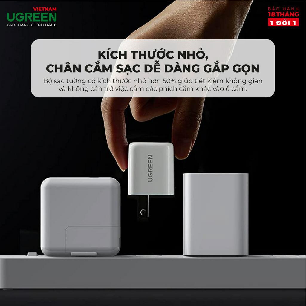 Củ sạc điện thoại UGREEN 70572 CD249, 20W Cổng USB Type C Chân cắm US gập gọn Bảo hành 18 tháng đổi Mới