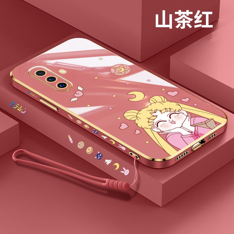 QIANZI Ốp Lưng Silicon Góc Thẳng Hình Thủy Thủ Mặt Trăng Cho xiaomi 8 Mi 9 Mi 10 10s 10 lite xiaomi 11 Mi 11 lite