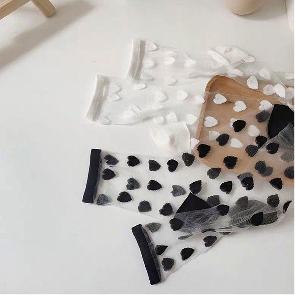 Vớ Lưới Xuyên Thấu Phối Họa Tiết Trái Tim Màu Trong Suốt Thời Trang Mùa Hè Cho Nữ