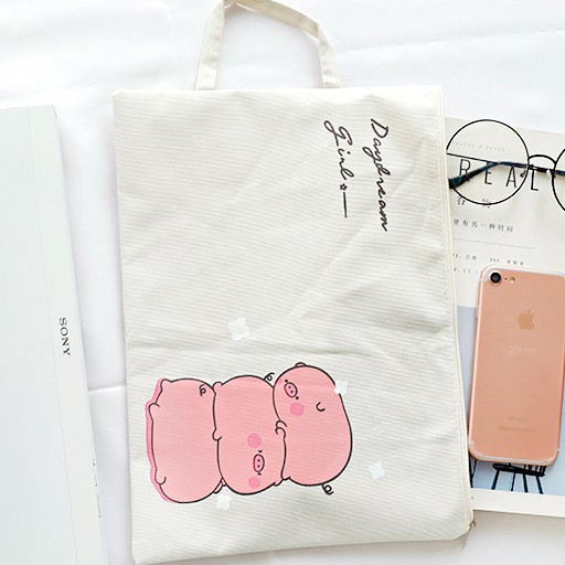 Túi Đựng Hồ Sơ Tài Liệu Khổ A4 Sức Chứa Lớn Có Thể Mang Đi In Hình Chú Heo Dễ | BigBuy360 - bigbuy360.vn