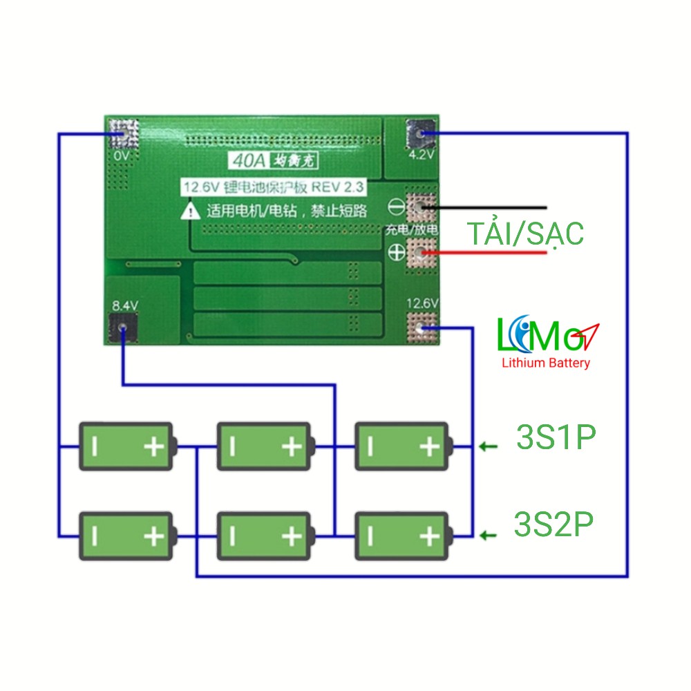 Mạch 3S 12,6V 20A, 25A, 30A, 40A. Mạch bảo vệ pin Lithium ion 3S nhiều mẫu, Bảo vệ sạc xả cho pin sắt 18650 - LIMO