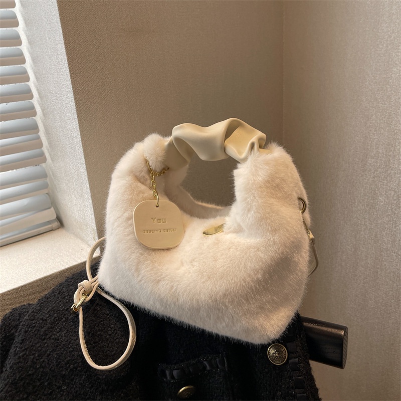 Túi Xách Đeo Vai Phủ Lông Chồn Thời Trang Thu Đông 2022 Dành Cho Nữ