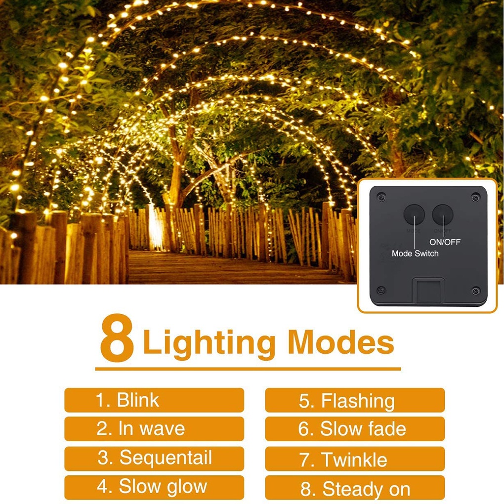 [CHOO] Yard String Light Solar Power Copper Wire Garden Light Chain IP55 Waterproof Decoration Lamp String