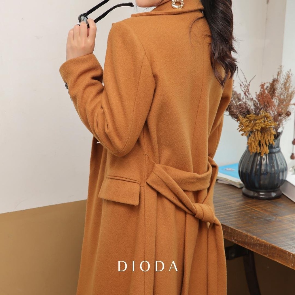 [DẠ LÔNG CỪU] Áo Măng Tô Dáng Dài - Dioda - Áo Khoác Măng Tô Nữ 2 Lớp Kèm Đai Dày Dặn