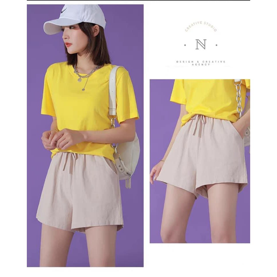 Quần Sooc Đùi Nữ Dây Nơ Chất Đũi Nhật Cao Cấp