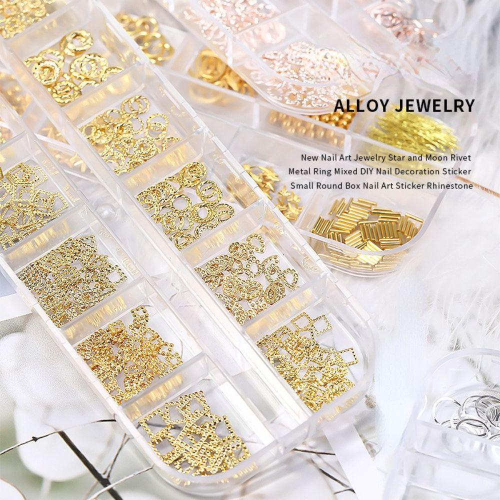 USNOW Hộp Phụ Kiện Đinh Tán Trang Trí Móng Tay 12 Ô Tiện Dụng