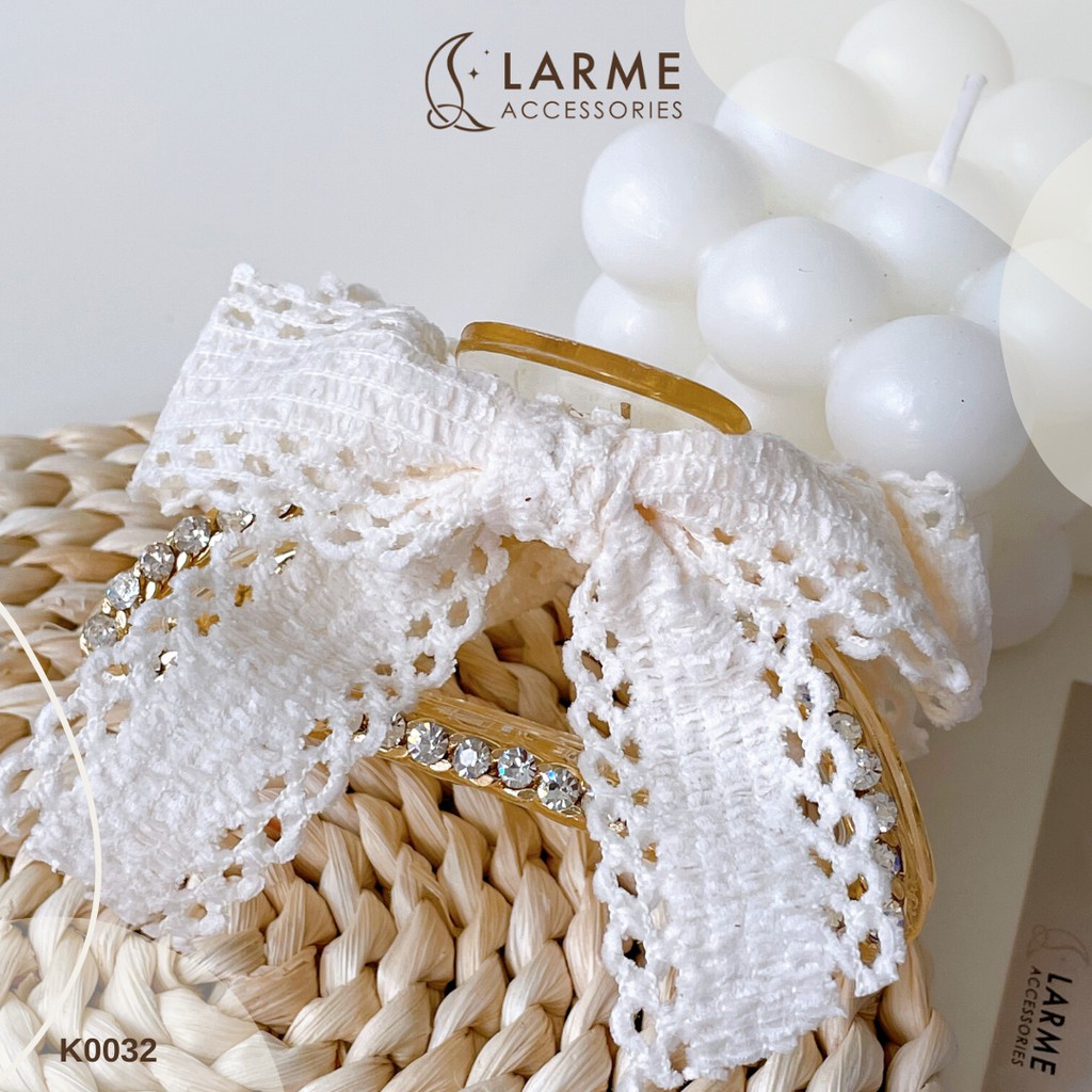 Kẹp tóc càng cua Hàn Quốc nơ đính đá sang trọng Larme accessrories - K0032