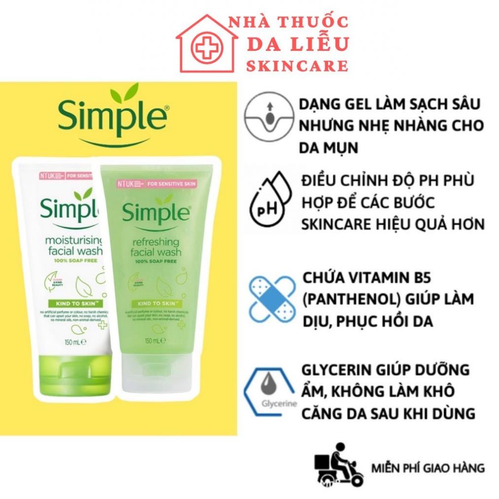 ✅✅ (HÀNG CHUẨN NỘI ĐỊA EU) SỮA RỬA MẶT SIMPLE KIND TO SKIN REFRESHING FACIAL WASH GEL | BigBuy360 - bigbuy360.vn