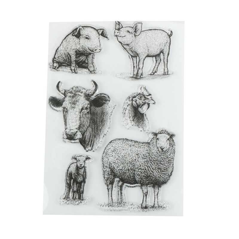 [takejoyfree 0609] Animals Pig Cow Sheep Clear Stamps Scrapbooking Card Making Photo Album Decor