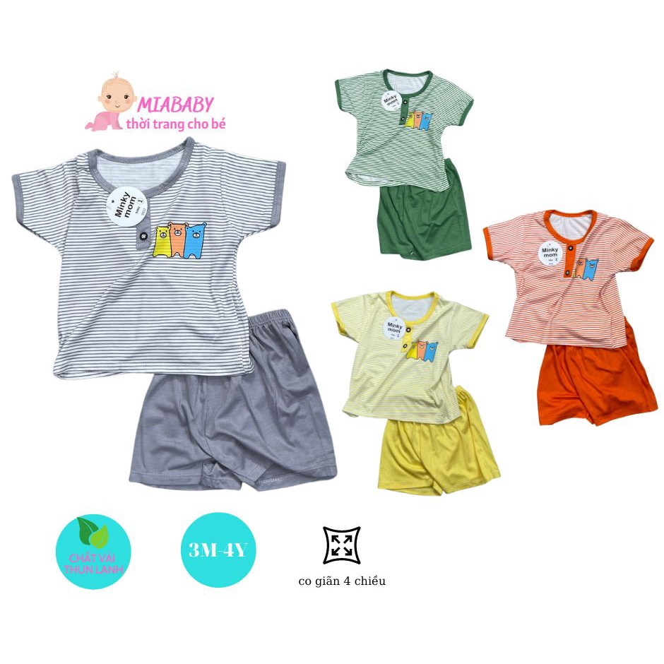 Chính hãng bộ Cộc Tay MinkyMom Kẻ cực sang Cho Bé (5-18kg)