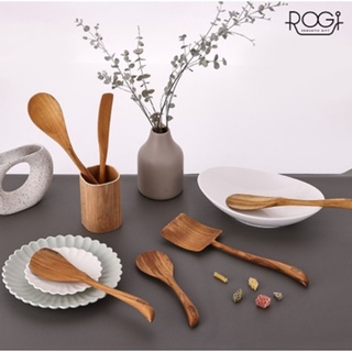 Rogi kiểu nhật bản thìa gỗ muỗng đũa dụng cụ nhà bếp chống vi khuẩn gỗ bắc âu máy quay thìa thìa cơm thìa thủ công bộ quà tặng