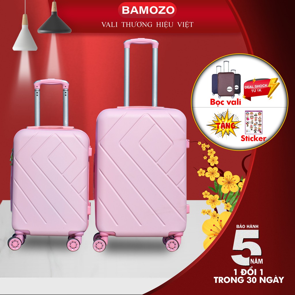 Vali kéo du lịch BAMOZO 8815 nhựa ABS chống va đập trên 100kg từ mọi phía mặt nhám chống xước (BH - 5 năm)