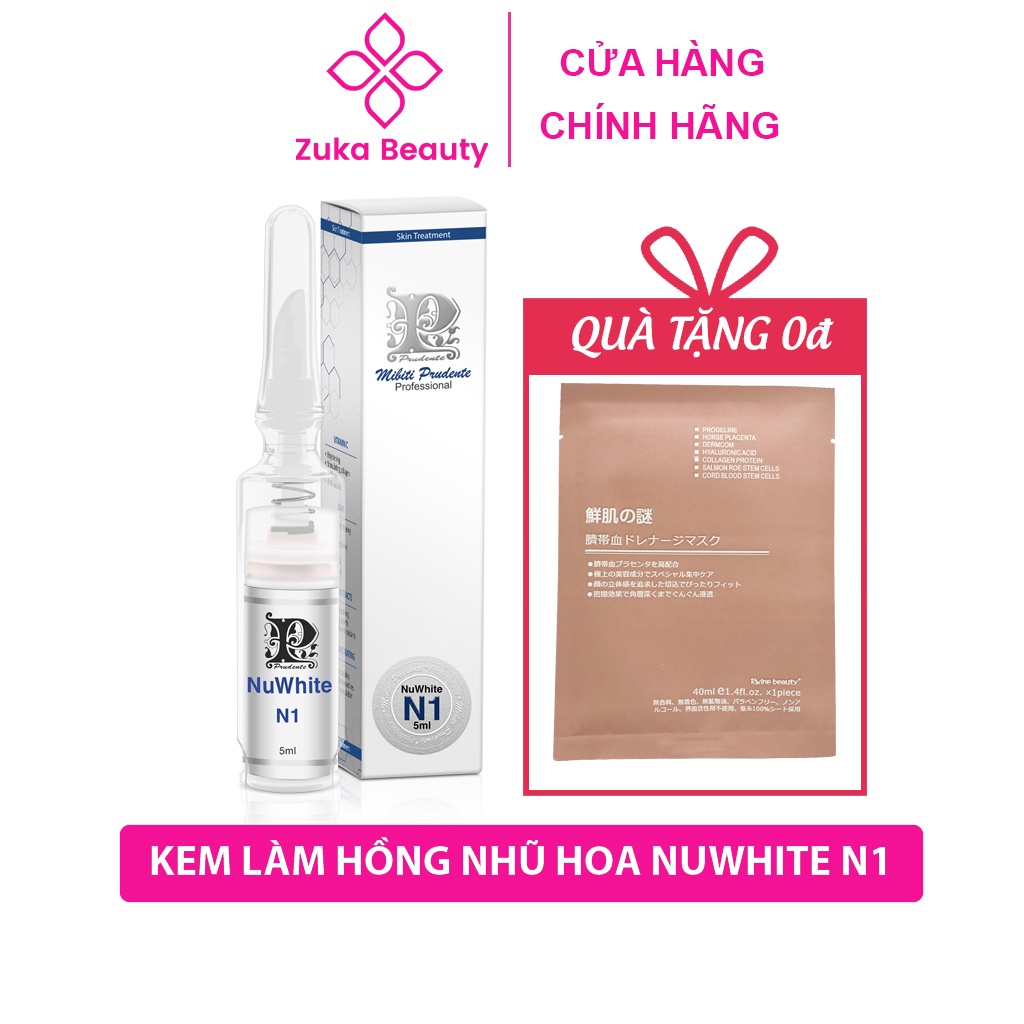 Nuwhite N1 kem làm hồng nhũ hoa tuýp 5ml Zuka Beauty khử thâm làm hồng tự nhiên an toàn không đau