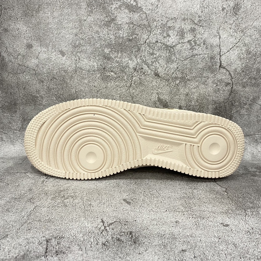 Giày Thể Thao Nam Nữ Sneaker AF1 Cổ Thấp Vải Thêu Viền Vàng  Vàng Full Size.