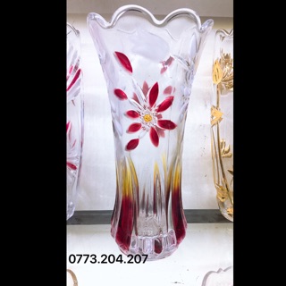 BÌNH HOA THỦY TINH TULIP ĐỎ CAO 30 CM