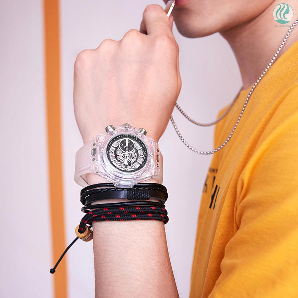 🌱ONOLA ON6812 Men Quartz Watch Silica Gel Band Fashion Multifunction Wristwatch 3ATM Luminous Display Chronograph