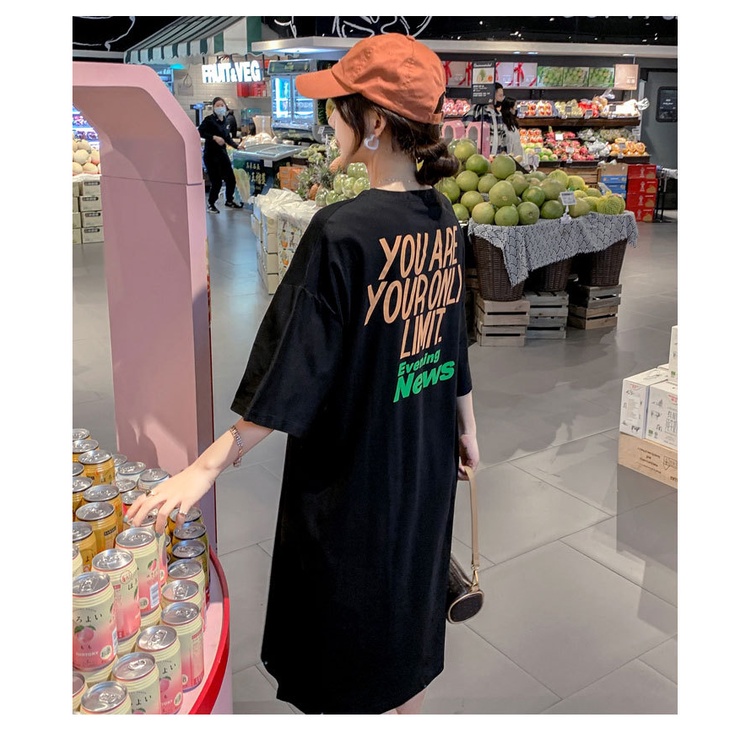 Đầm Suông Thun Tay Ngắn Dáng Rộng In News Đơn Giản  Chất Cotton Mềm Mát Tới 75kg Phong Cách  Trẻ TrungTTDS0476