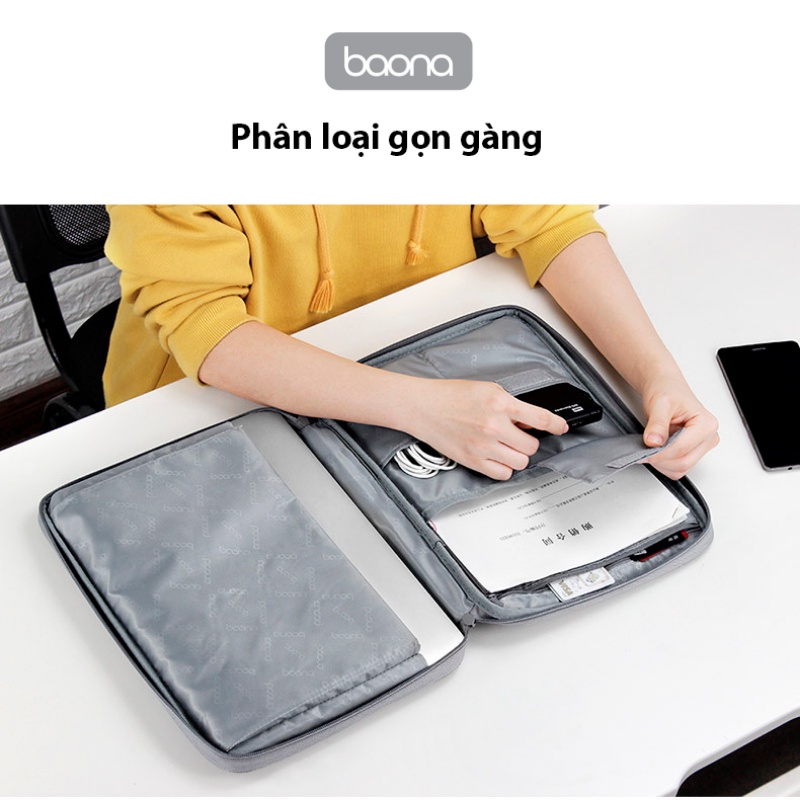 Túi chống sốc Baona đa năng đựng Laptop Macbook 13,3 inch, đựng tài liệu size A4 I004