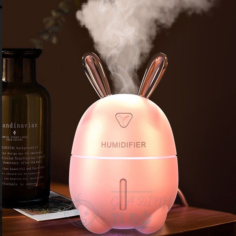 Máy Phun Sương Tạo Ẩm Không Khí Hình Thỏ Dung Tích 300ml Có Đèn Led Đổi Màu