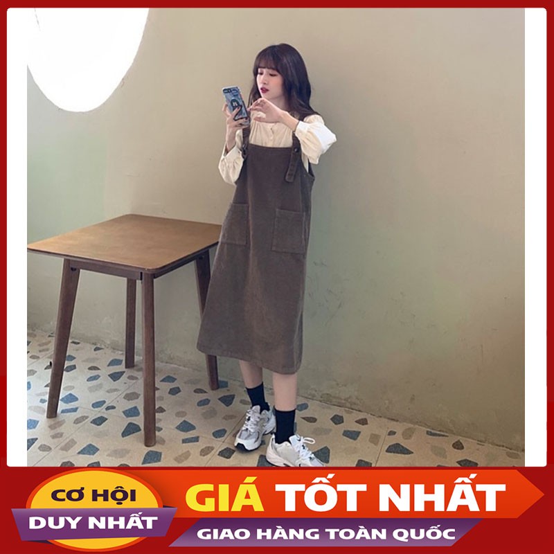 Váy Yếm Nhung Dáng Dài Phong Cách Hàn Quốc Siêu Xinh Y616-Violet