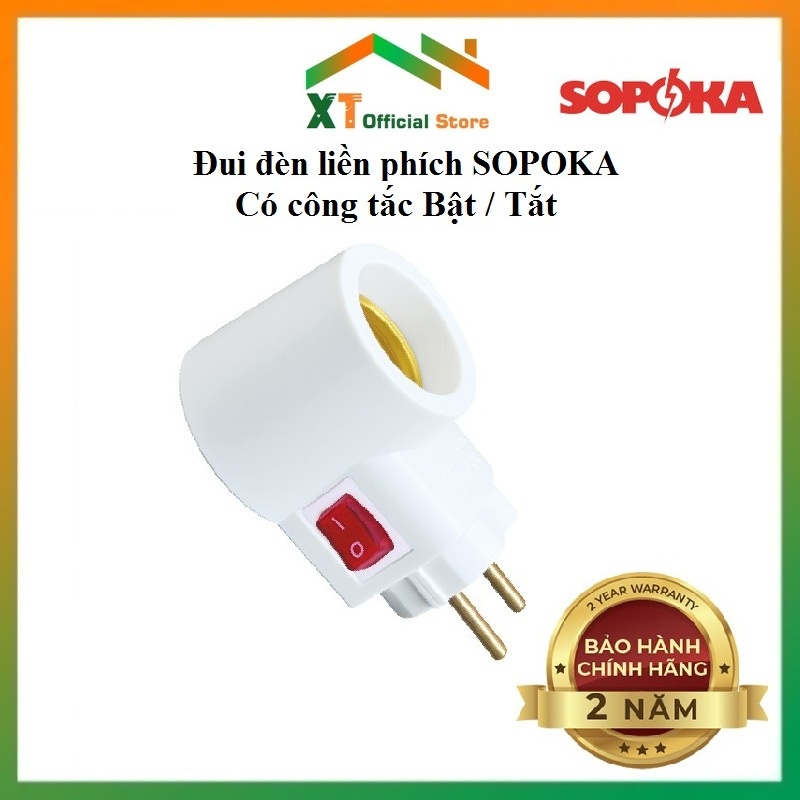 Đui Đèn Liền Công Tắc Bật Tắt SOPOKA Sử Dụng Bóng Đui Xoáy E27  ĐLP123 Tiện Lợi,An Toàn Làm Đèn Ngủ Cắm Tường Đui Xoáy
