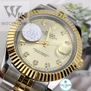 Đồng hồ Nam Rolex máy nhật, mẫu classic, mặt vàng viền vàng, dây kim loại, dòng cơ Automatic size 39mm-40mm