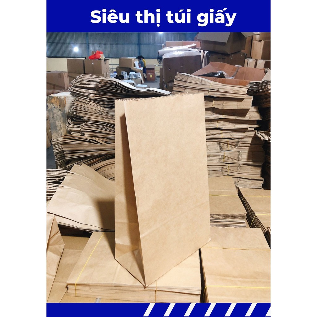 COMBO 100 CHIẾC TÚI GIẤY KRAFT XI MĂNG S2: 19.5x10x33 cm KHÔNG QUAI ( ẢNH THẬT SHOP TỰ CHỤP)